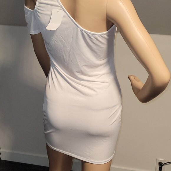 Sexy Women White Stretch Strapless Mini Club Party Cocktail Dress Small N8344 - Picture 5 of 5